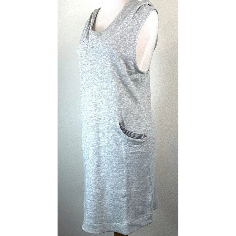 Bleusalt French Terry Hooded Mini Dress Criss Cross Open Back Pocket Gray M‎